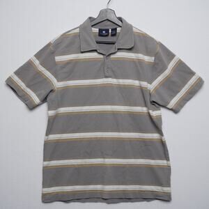 Transnine Striped Polo‎ Gray and Yellow Y2K Blink 182 Skater Size L